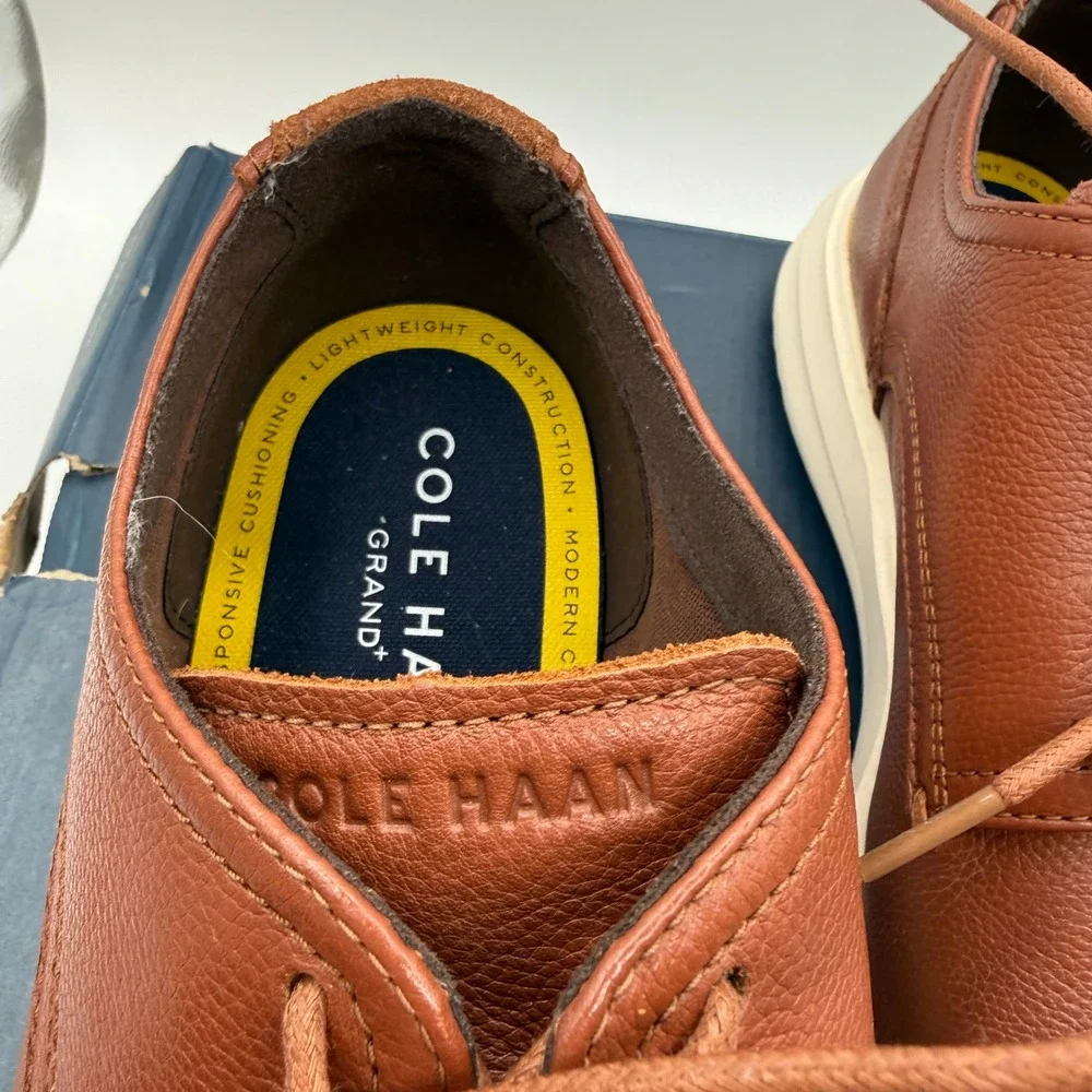 Cole Haan Plain Toe Oxford Mens 11.5 British Tan Leather Light Comfort Shoes NIB